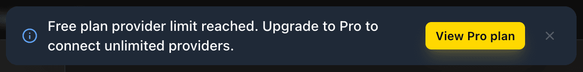 EidoStack warning message showing that a Free plan limit was reached and directing the user to Subscription settings.