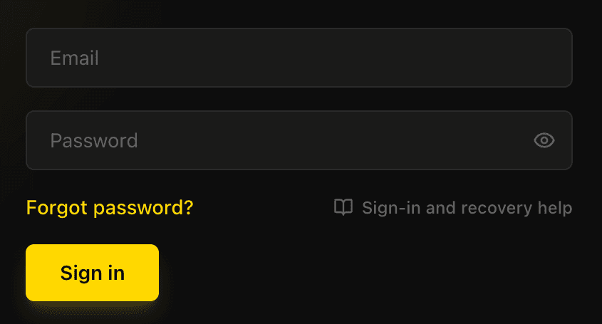EidoStack desktop Sign in screen showing the email field for email-based authentication.