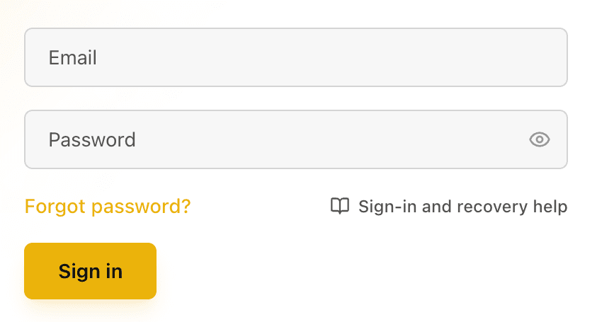 EidoStack desktop Sign in screen showing the email field for email-based authentication.