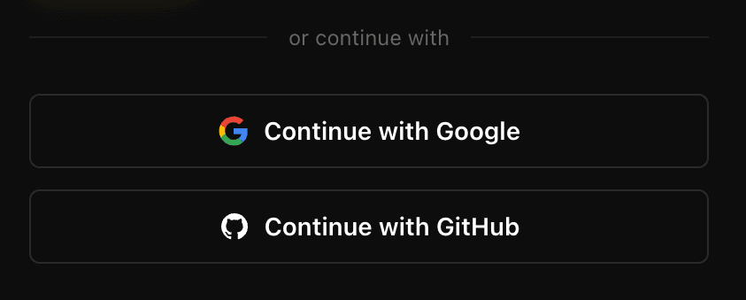 EidoStack desktop Sign in screen showing the Google and GitHub social sign-in options.