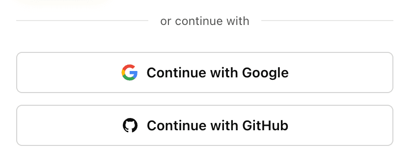 EidoStack desktop Sign in screen showing the Google and GitHub social sign-in options.