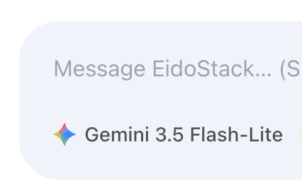 EidoStack prompt toolbar showing the current model name.