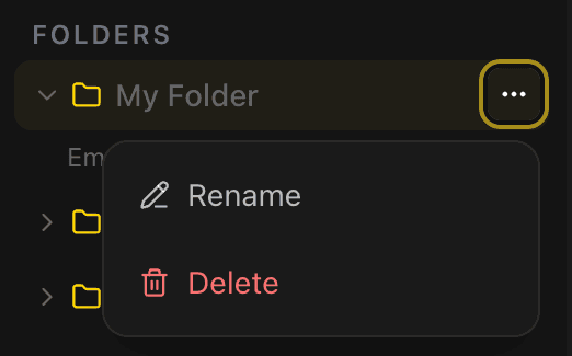 EidoStack folder options menu.
