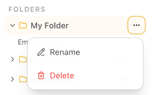 EidoStack folder options menu.